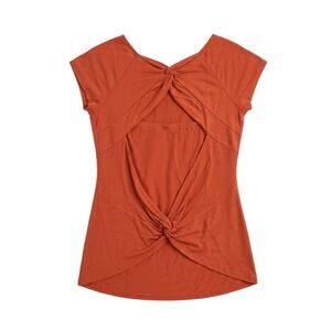 Habitual NWT Twist Front & Back Cap Sleeve Top Girls 14 Rust Rayon
